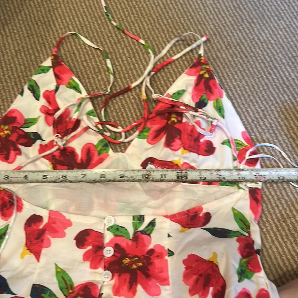NWT FREE PEOPLE finder things Floral Red and White Midi Dress size small - Picture 7 of 15